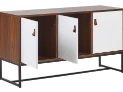 Aparador Com 3 Portas Em Madeira Escura E Branco Nueva