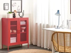 Aparador Com 2 Portas Em Metal Vermelho Wakatipu