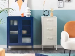 Aparador Com 2 Portas Em Metal Azul Marinho Wakatipu