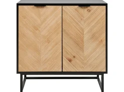 Aparador Com 2 Portas Em Madeira Clara E Preto Alaska