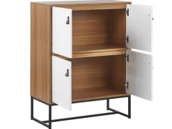 Aparador Com 4 Portas Em Madeira Clara E Branco Nueva