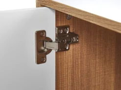 Aparador Com 4 Portas Em Madeira Clara E Branco Nueva