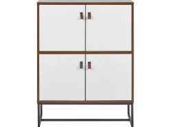 Aparador Com 4 Portas Em Madeira Escura E Branco Nueva