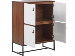 Aparador Com 4 Portas Em Madeira Escura E Branco Nueva