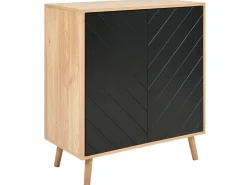 Aparador Com 2 Portas Em Madeira Clara E Preto Bristow