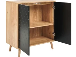 Aparador Com 2 Portas Em Madeira Clara E Preto Bristow