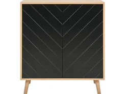 Aparador Com 2 Portas Em Madeira Clara E Preto Bristow