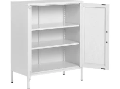 Aparador Com 2 Portas Em Metal Branco Wakatipu