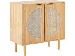 Aparador Com 2 Portas Em Rattan Cor De Madeira Clara Potosi