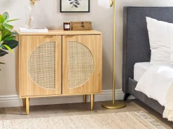 Aparador Com 2 Portas Em Rattan Cor De Madeira Clara Potosi