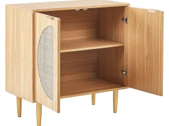 Aparador Com 2 Portas Em Rattan Cor De Madeira Clara Potosi