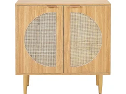 Aparador Com 2 Portas Em Rattan Cor De Madeira Clara Potosi