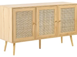 Aparador Com 3 Portas Em Rattan Castanho Claro Perote