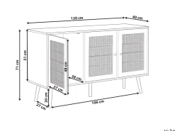 Aparador Com 3 Portas Em Rattan Castanho Claro Perote