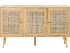 Aparador Com 3 Portas Em Rattan Castanho Claro Perote