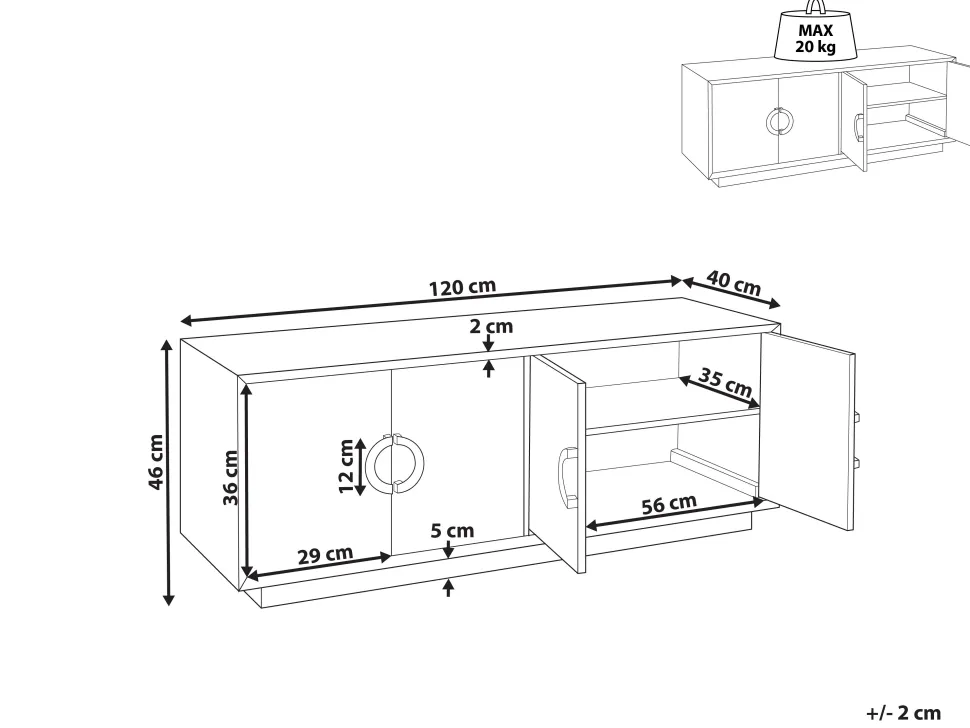 Aparador Com 4 Portas Preto Oxnard