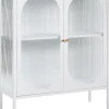 Aparador Metalico Branco Com 2 Portas De Vidro Sarre