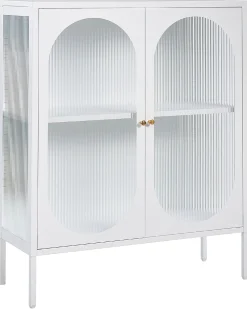 Aparador Metalico Branco Com 2 Portas De Vidro Sarre