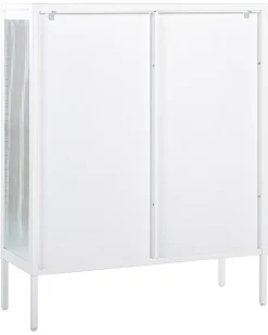 Aparador Metalico Branco Com 2 Portas De Vidro Sarre