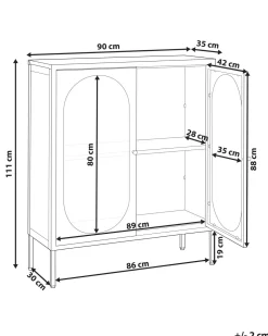 Aparador Metalico Branco Com 2 Portas De Vidro Sarre
