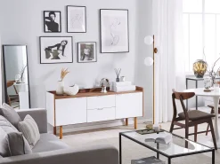 Aparadorcom 2 Gavetas E 2 Portas Branco E Cor De Madeira Escura Madera