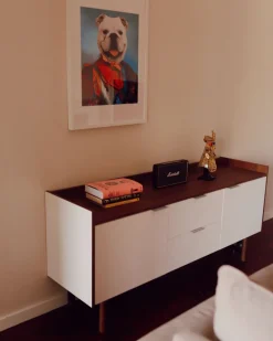 Aparadorcom 2 Gavetas E 2 Portas Branco E Cor De Madeira Escura Madera