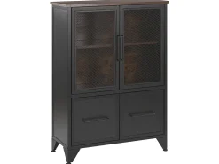 Armario Com 4 Portas Castanho Escuro E Preto Vince