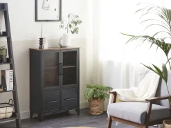 Armario Com 4 Portas Castanho Escuro E Preto Vince