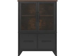 Armario Com 4 Portas Castanho Escuro E Preto Vince