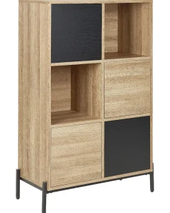 Armario Com 4 Portas Em Madeira Clara E Cinzento Moines