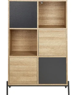 Armario Com 4 Portas Em Madeira Clara E Cinzento Moines
