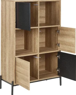 Armario Com 4 Portas Em Madeira Clara E Cinzento Moines