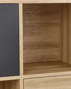 Armario Com 4 Portas Em Madeira Clara E Cinzento Moines