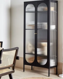 Armario Com 4 Prateleiras E 2 Portas Em Metal Preto Foxton