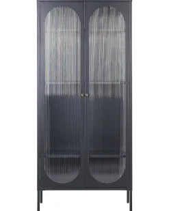 Armario Com 4 Prateleiras E 2 Portas Em Metal Preto Foxton