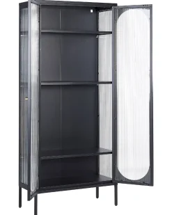 Armario Com 4 Prateleiras E 2 Portas Em Metal Preto Foxton