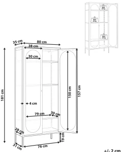 Armario Com 4 Prateleiras E 2 Portas Em Metal Preto Foxton