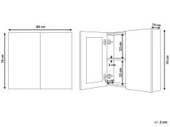 Armario De Casa De Banho Com Espelho 80 X 70 Cm Branco Navarra
