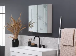 Armario De Casa De Banho Com Espelho E Led 60 X 60 Cm Branco Chabunco