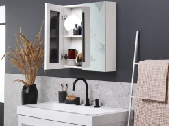 Armario De Casa De Banho Com Espelho 60 X 60 Cm Branco Navarra