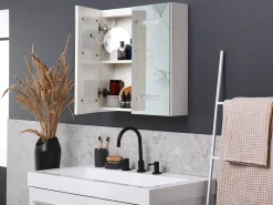 Armario De Casa De Banho Com Espelho E Led 60 X 60 Cm Branco Talagapa