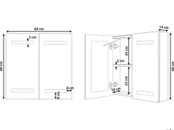 Armario De Casa De Banho Com Espelho E Led 60 X 60 Cm Branco Talagapa