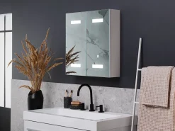 Armario De Casa De Banho Com Espelho E Led 60 X 60 Cm Branco Talagapa