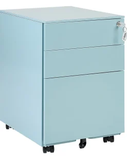 Armario De Metal Azul Claro Com 3 Gavetas Cami