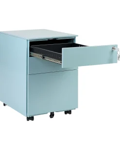 Armario De Metal Azul Claro Com 3 Gavetas Cami