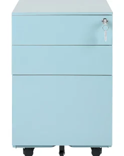 Armario De Metal Azul Claro Com 3 Gavetas Cami