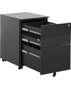 Armario De Metal Preto Com 3 Gavetas Cami