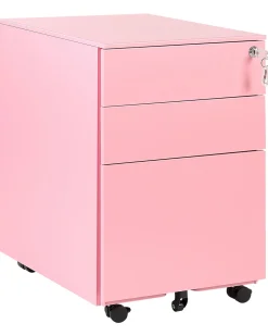 Armario De Metal Rosa Com 3 Gavetas Cami
