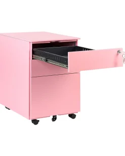 Armario De Metal Rosa Com 3 Gavetas Cami