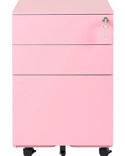 Armario De Metal Rosa Com 3 Gavetas Cami